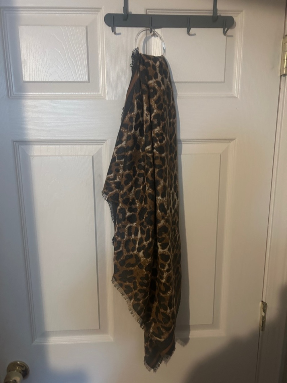 Leopard Print Lightweight Scarf - Brown and Black